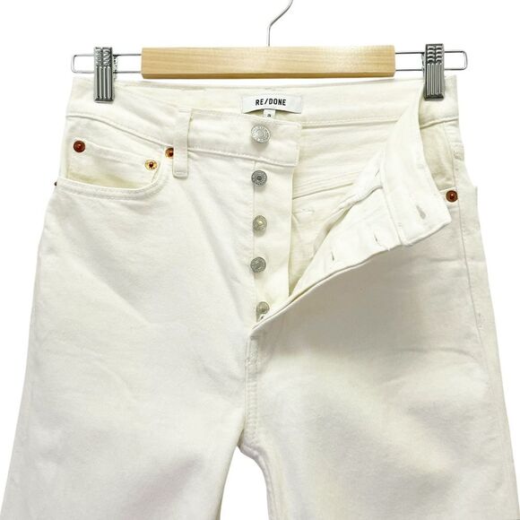 RE/DONE 90s High Rise Ankle Crop Raw Hem Jeans in Vintage White Size 26 | 2 - Picture 6 of 13